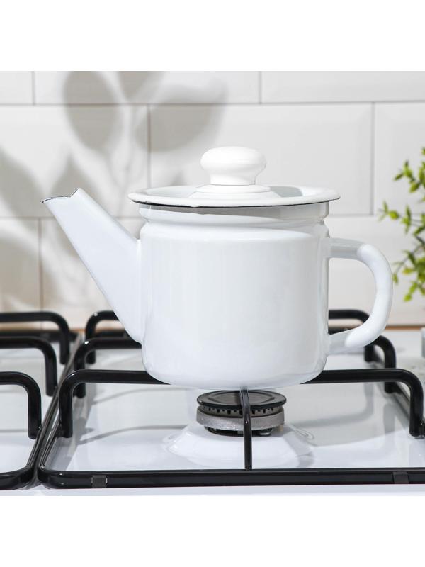 Чайник заварочный, 1 л, фиксированная ручка, цвет белый