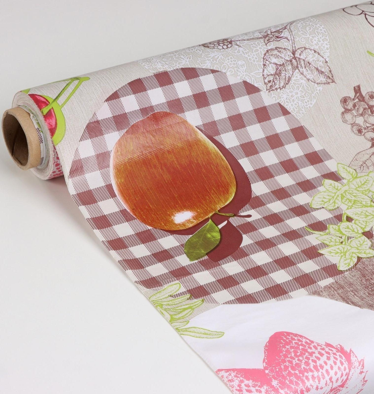 Клеёнка столовая на нетканой основе, ширина 137 см, толщина 0,08 мм, рулон 20 м