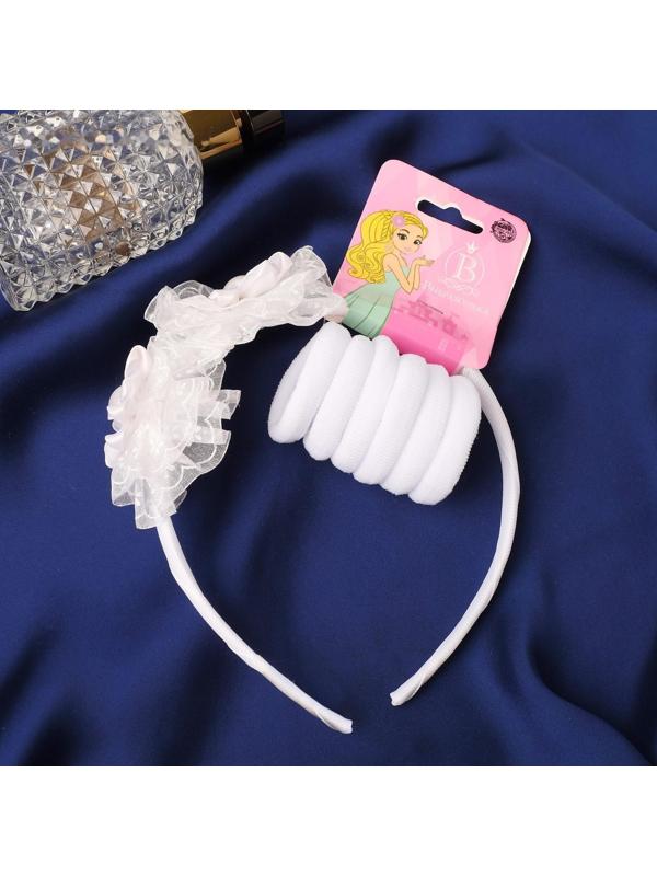 Набор для волос «Выбражулька » (1 ободок, 4 резинки) цветочки, белый