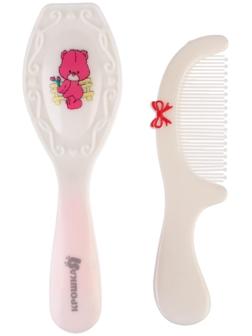 Расчёска детская + массажная щётка для волос в наборе «Мишка», от 0 мес., цвета рукоятки МИКС