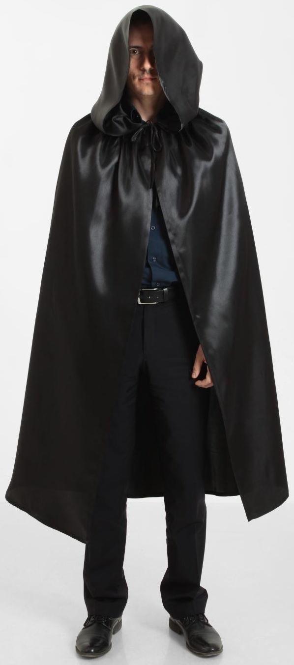 Карнавальный плащ «Хэллоуин» с капюшоном, длина 120 см, цвет чёрный