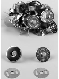 Кнопки магнитные, d = 18 мм, 10 шт, цвет серебряный