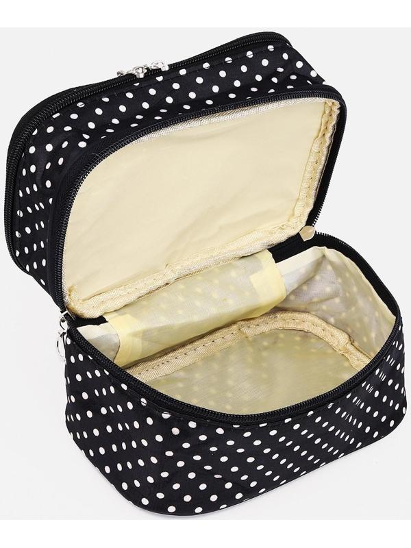 Косметичка, 2 отдела на молниях, цвет чёрный/белый