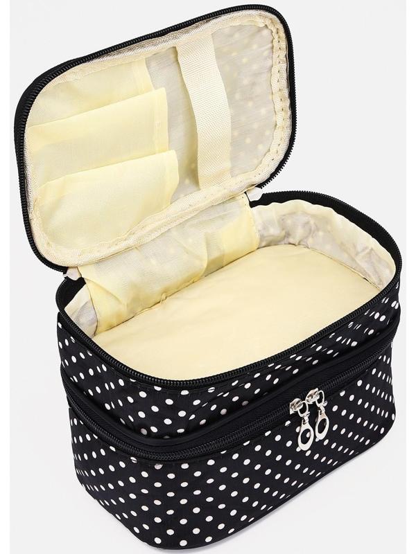 Косметичка, 2 отдела на молниях, цвет чёрный/белый