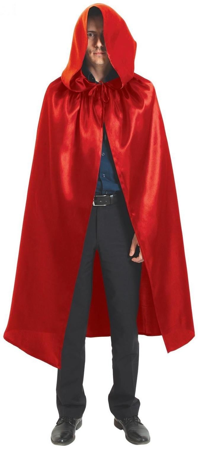 Карнавальный плащ с капюшоном, длина 120 см, цвет красный