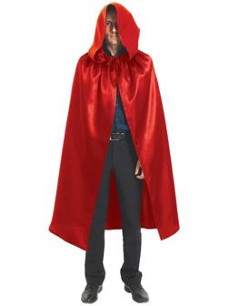 Карнавальный плащ с капюшоном, длина 120 см, цвет красный
