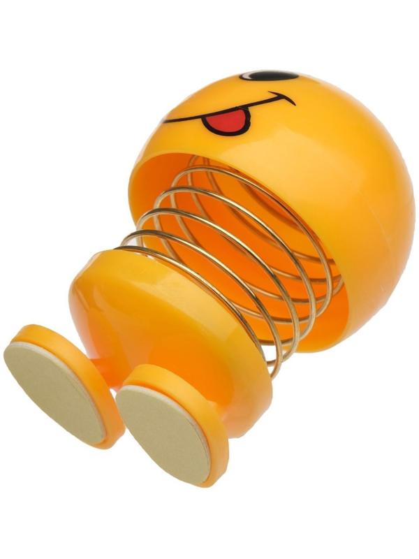 Смайл на пружинке, на панель в авто, язык, желтый