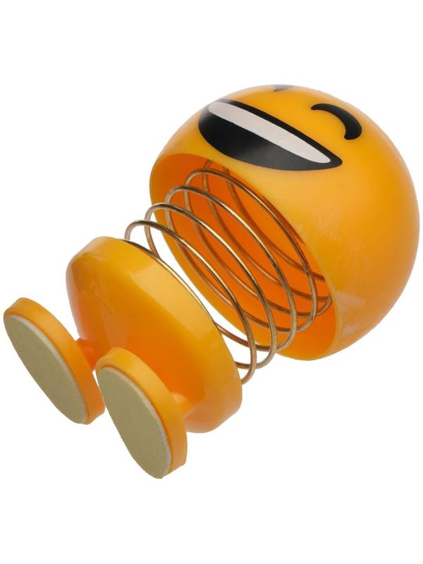 Смайл на пружинке, на панель в авто, смех, желтый