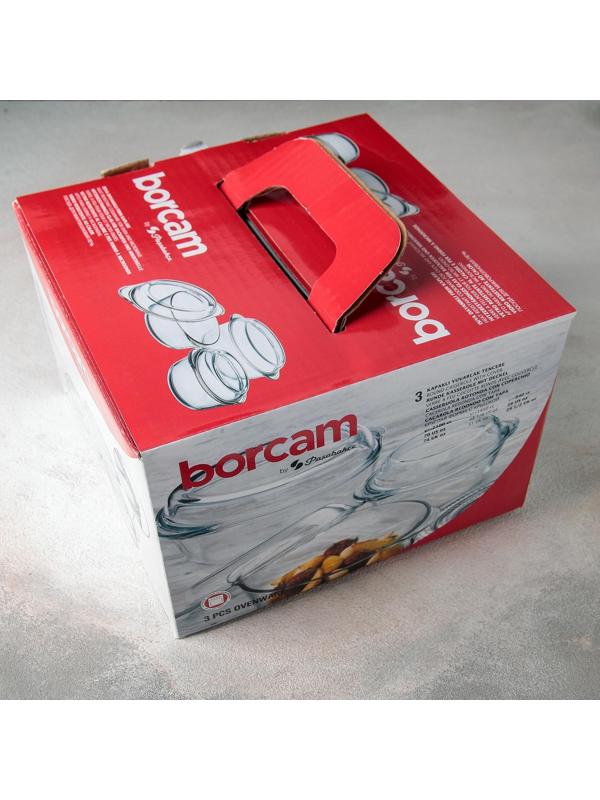 Набор кастрюль для запекания с крышкой Borcam, 3 предмета: 1 л, 1,5 л 2 л