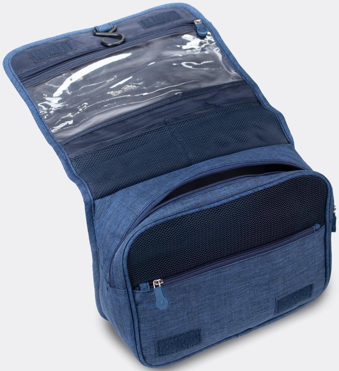 Косметичка-несессер на липучках, с крючком, цвет синий