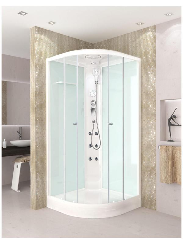 Душевая кабина DOMANI-Spa Delight 88, поддон 15 см, белые стенки, матовое стекло, 80х80