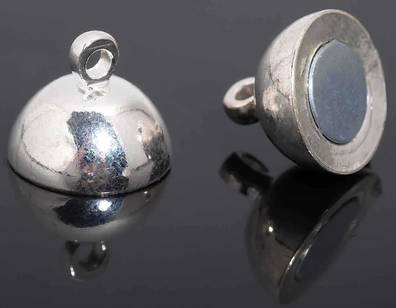 Замок-концевик магнитный 16*10мм, петель=1,2мм, шарик, цвет серебро