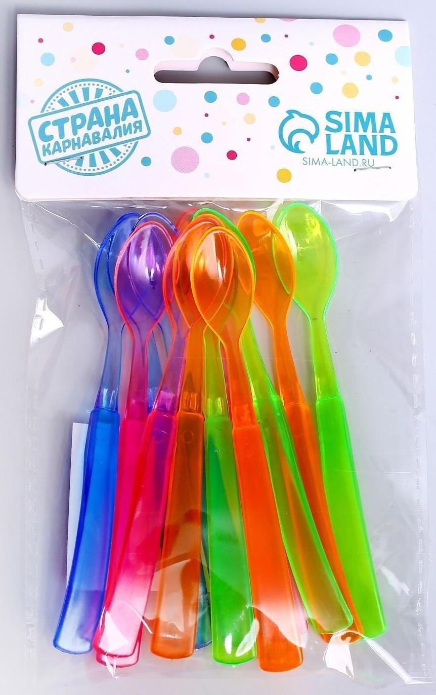 Ложки пластиковые, набор 12 шт., цвета МИКС