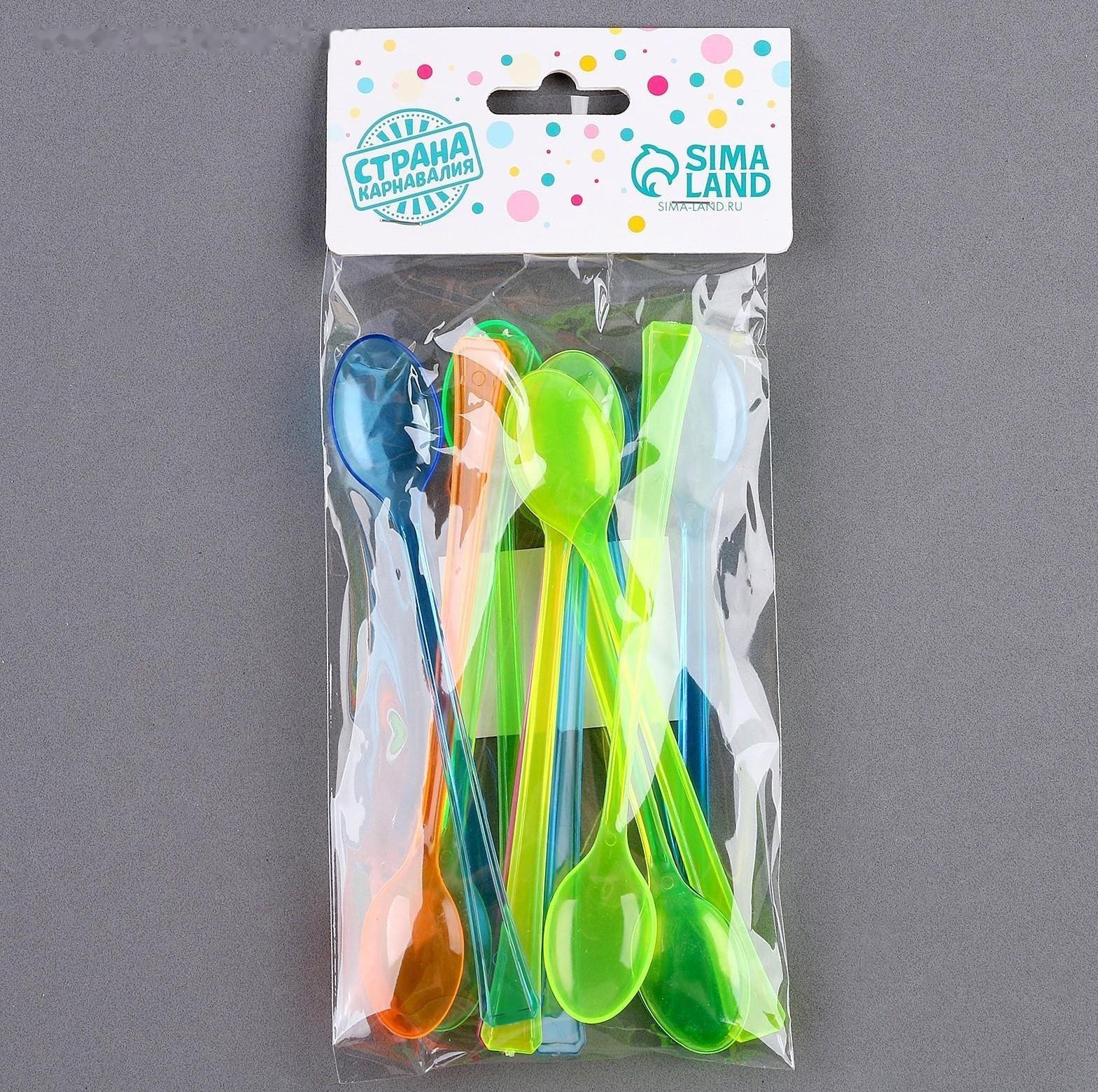 Ложки пластиковые, набор 12 шт., цвета МИКС