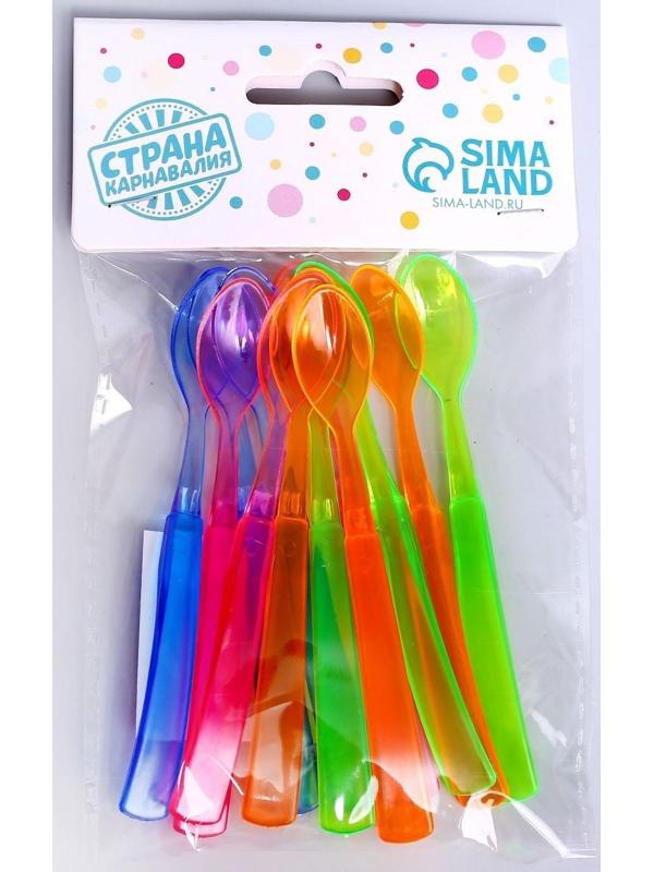 Ложки пластиковые, набор 12 шт., цвета МИКС