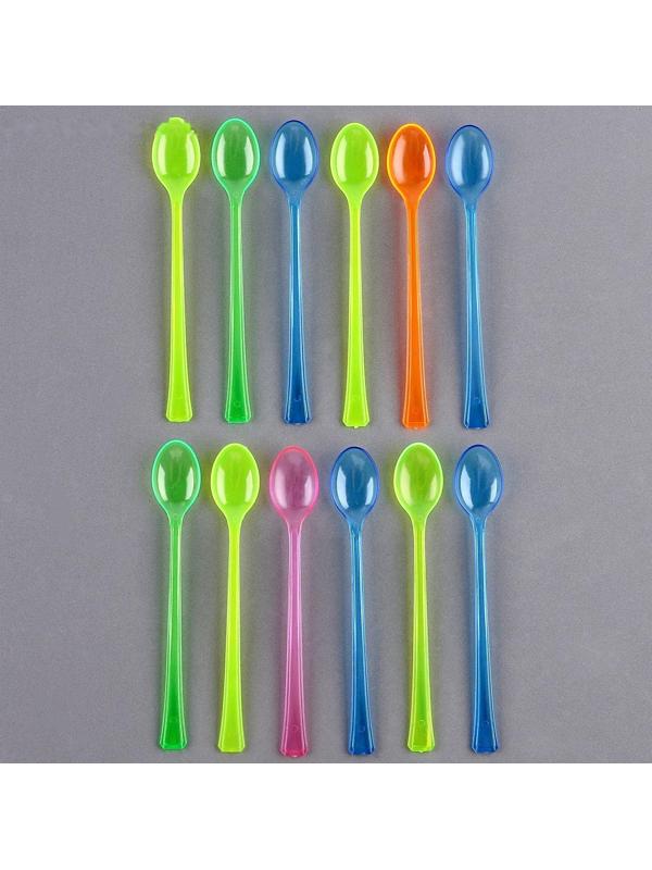 Ложки пластиковые, набор 12 шт., цвета МИКС