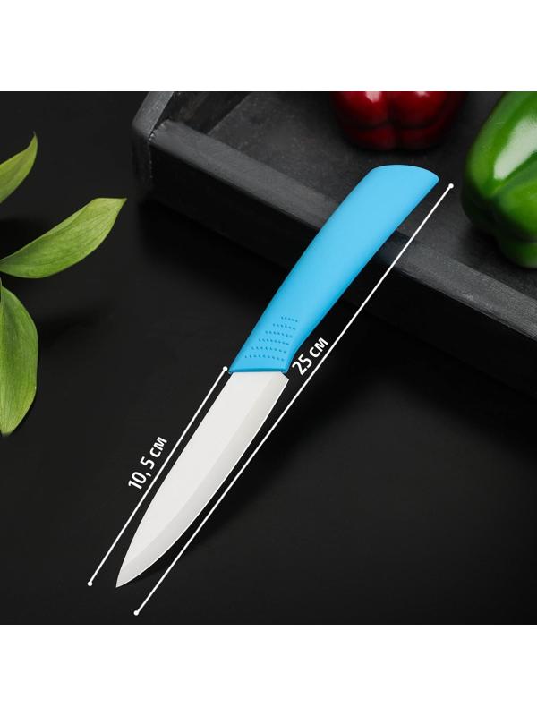 Нож керамический Доляна «Симпл», лезвие 10,5 см, ручка soft touch, цвет синий