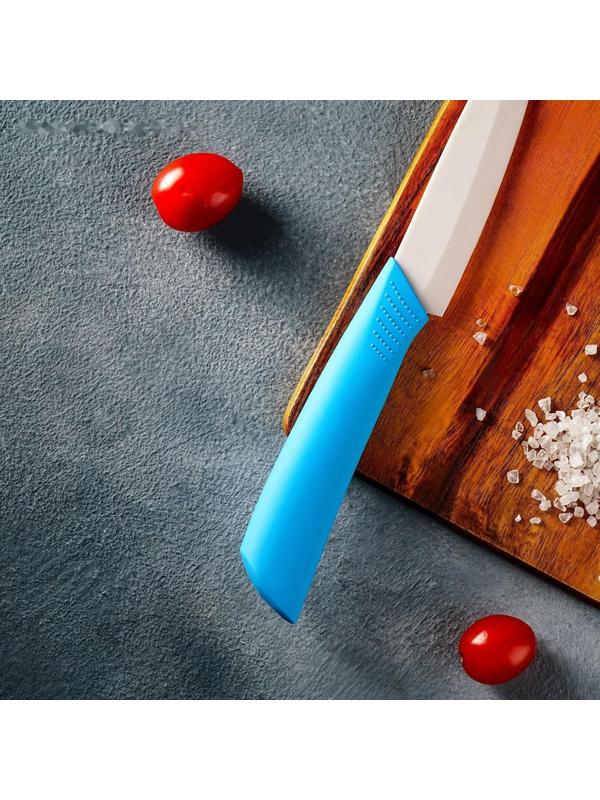 Нож керамический Доляна «Симпл», лезвие 10,5 см, ручка soft touch, цвет синий