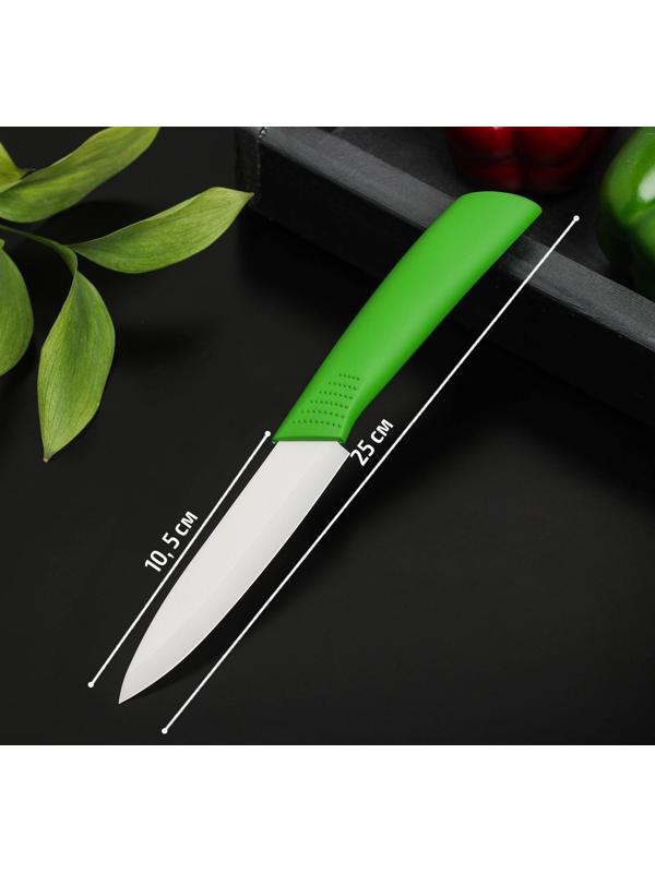 Нож керамический Доляна «Симпл», лезвие 10,5 см, ручка soft touch, цвет зелёный