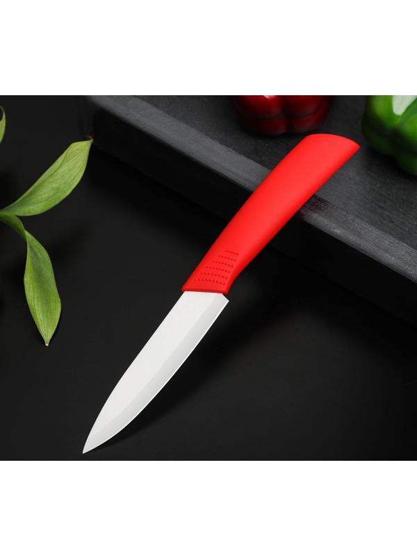 Нож керамический Доляна «Симпл», лезвие 10,5 см, ручка soft touch, цвет красный