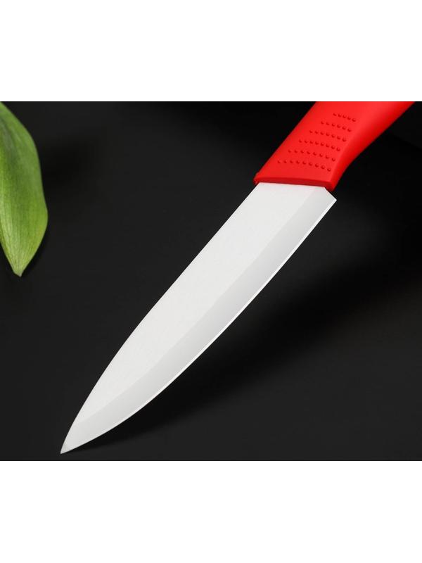 Нож керамический Доляна «Симпл», лезвие 10,5 см, ручка soft touch, цвет красный