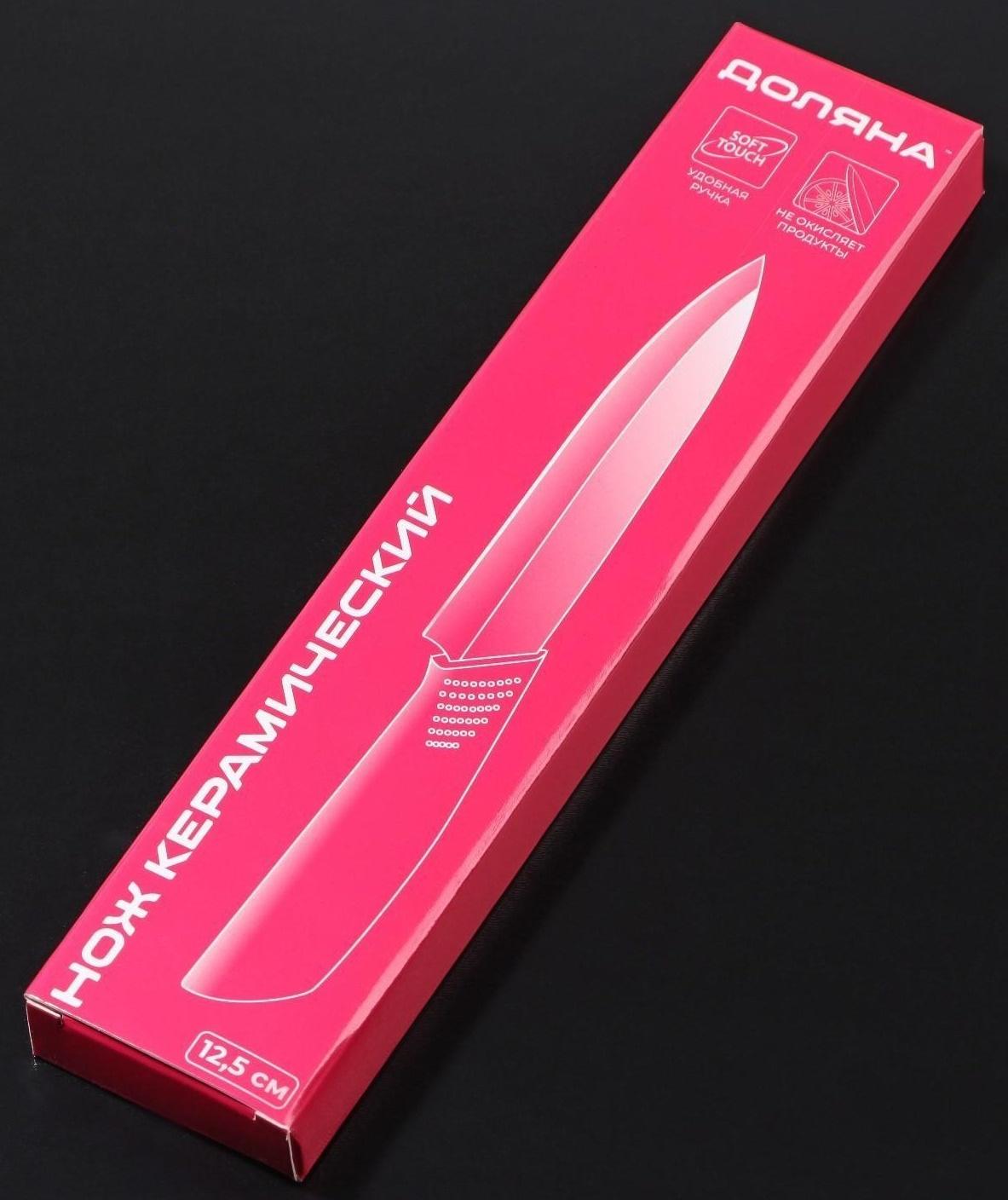 Нож керамический Доляна «Симпл», лезвие 12,5 см, ручка soft touch, цвет синий