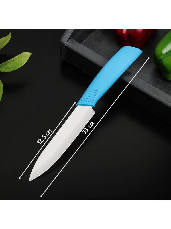 Нож керамический Доляна «Симпл», лезвие 12,5 см, ручка soft touch, цвет синий