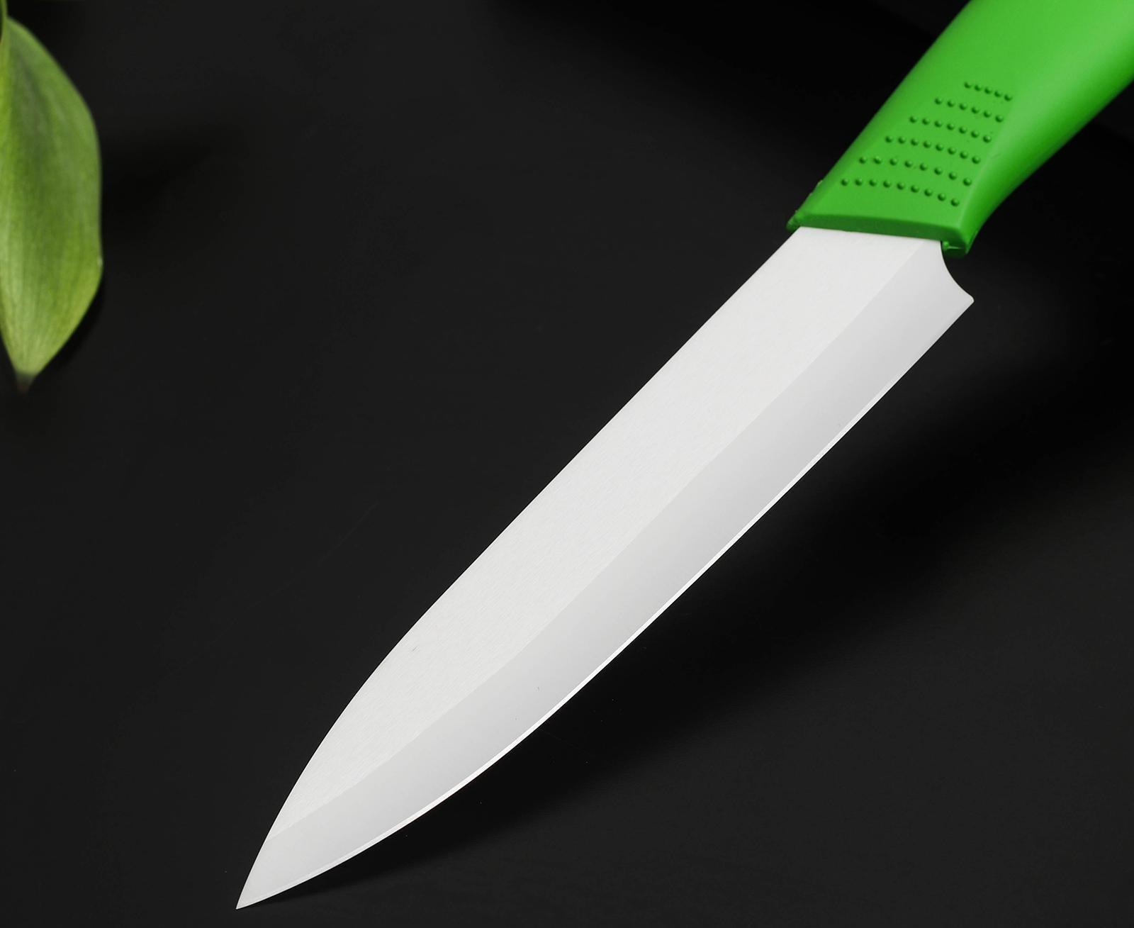 Нож керамический Доляна «Симпл», лезвие 12,5 см, ручка soft touch, цвет зелёный