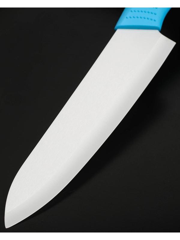 Нож керамический Доляна «Симпл», лезвие 15 см, ручка soft touch, цвет синий