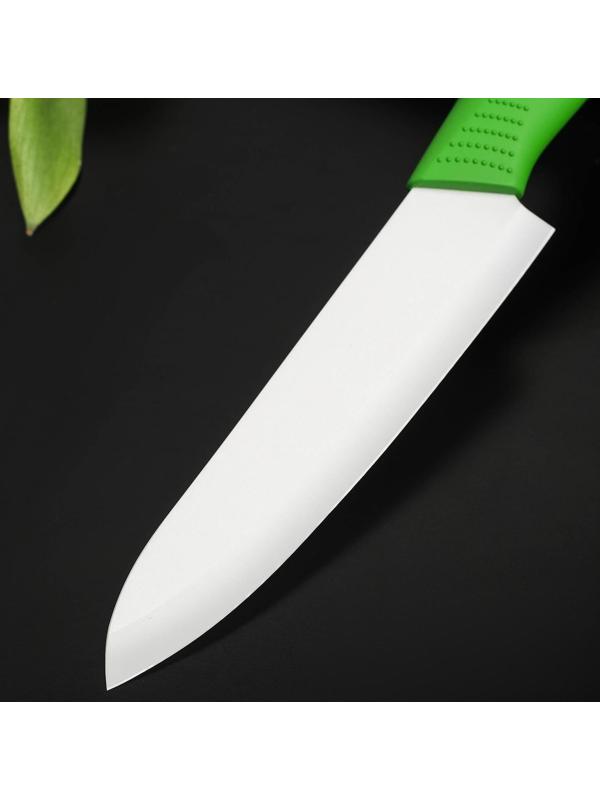 Нож керамический Доляна «Симпл», лезвие 15 см, ручка soft touch, цвет зелёный