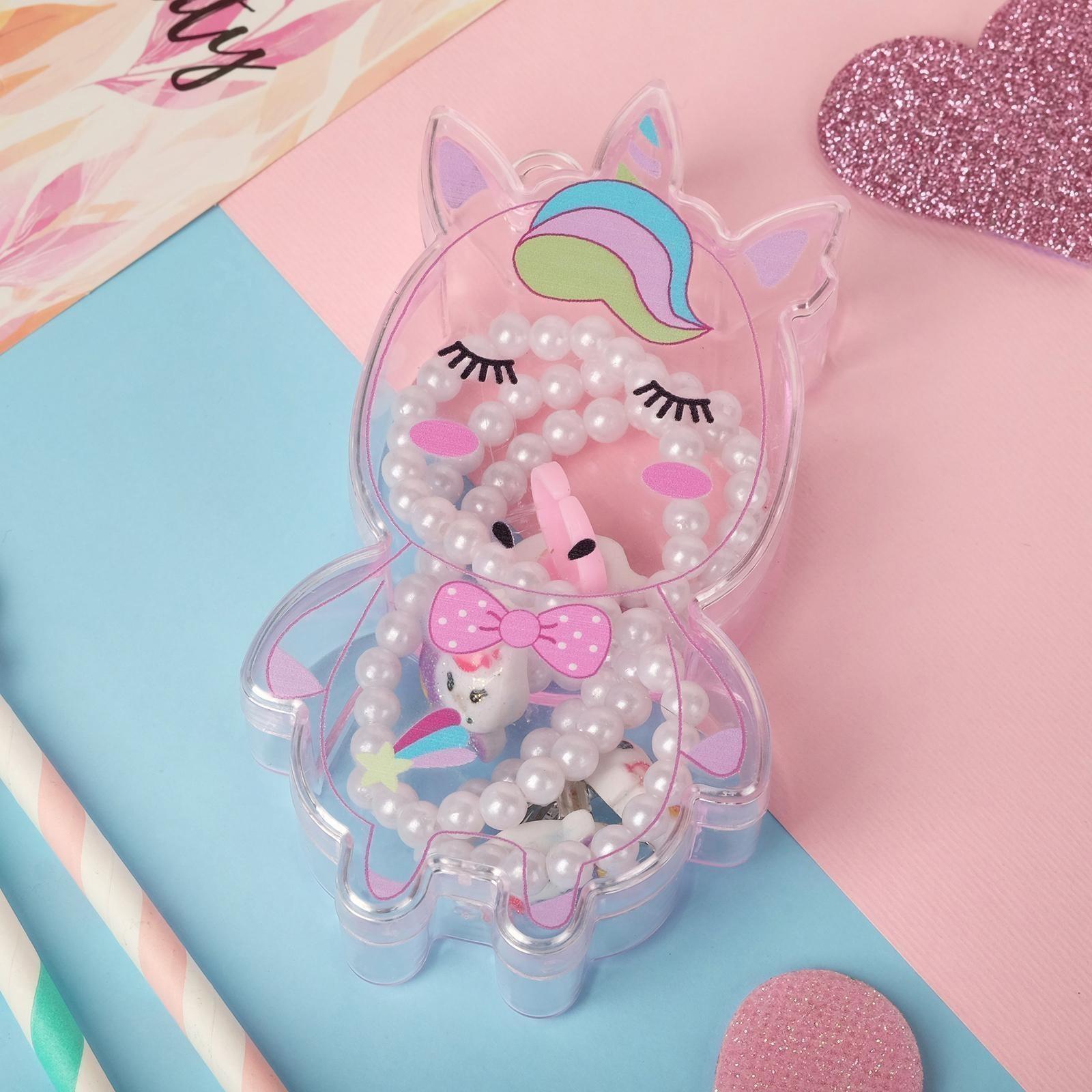 Набор детский 4 предмета: клипсы, бусы, браслет, кольцо 