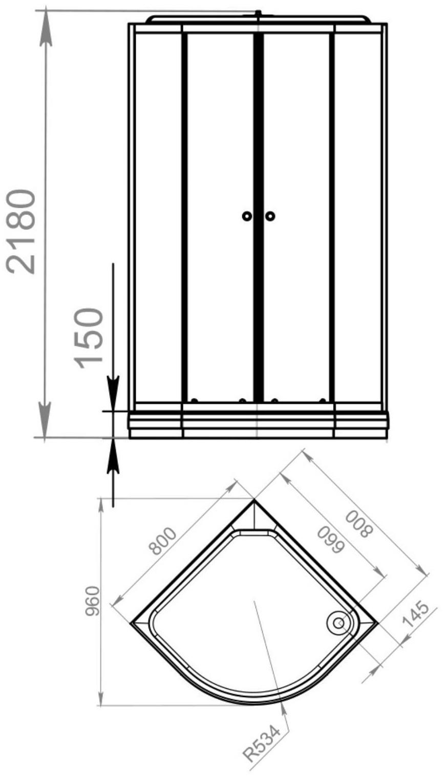 Душевая кабина DOMANI-Spa Delight 88, поддон 15см, черные стенки, тонированное стекло, 80х80