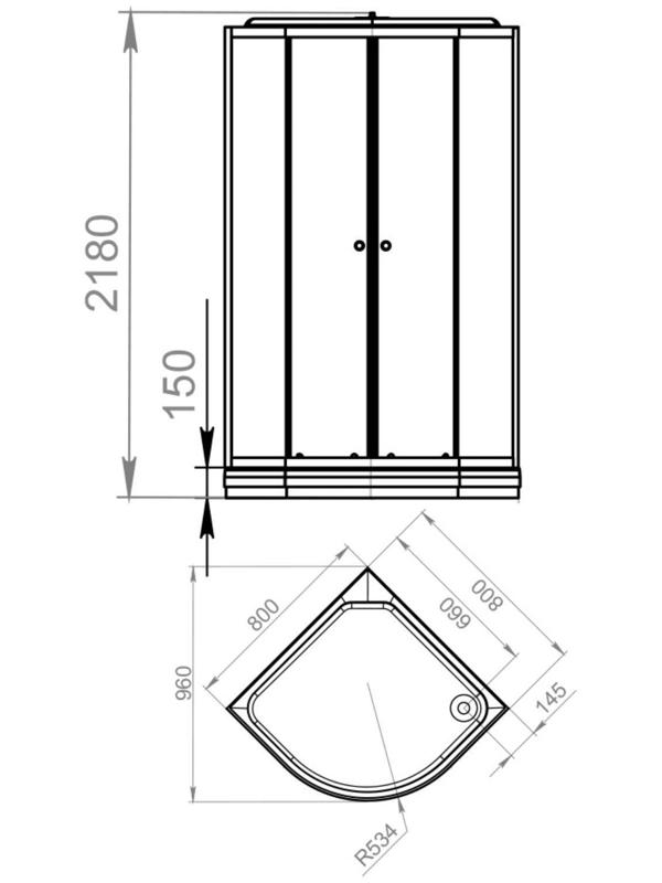Душевая кабина DOMANI-Spa Delight 88, поддон 15см, черные стенки, тонированное стекло, 80х80