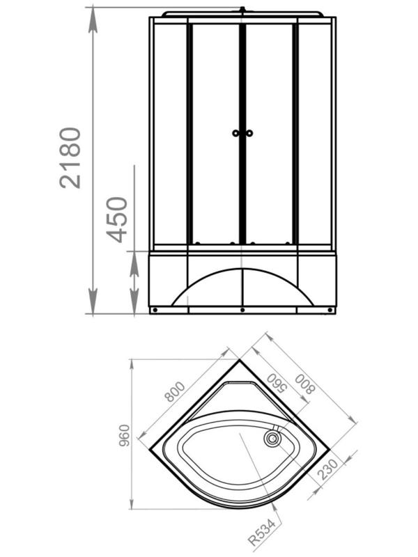 Душевая кабина DOMANI-Spa Delight 88 high, поддон 45 см, белые стенки, матированная, 80х80