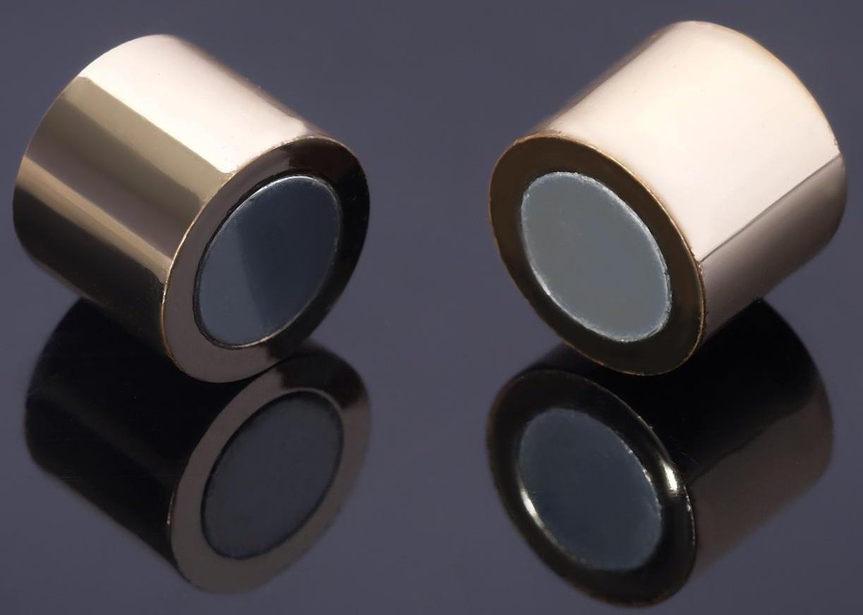 Замок-концевик магнитный, L=20мм, вн.D=12мм, (набор 2шт), цвет золото