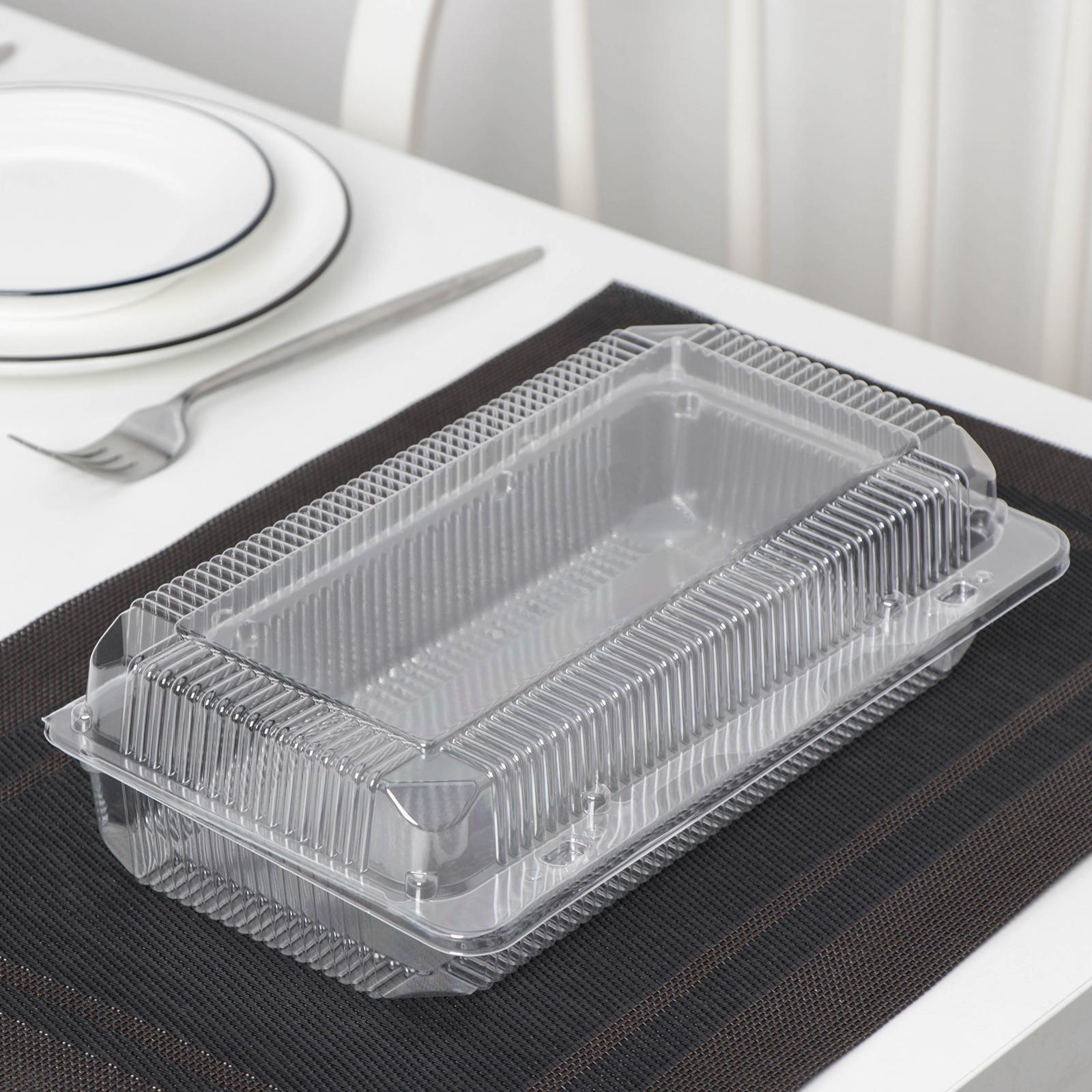 Контейнер одноразовый с неразьёмной крышкой, 26,6×15,2×8 см, цвет прозрачный