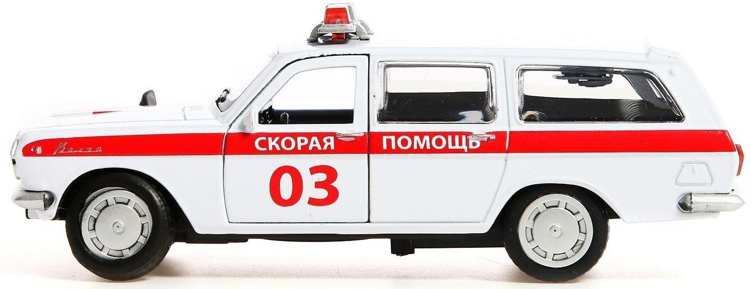 Машина металлическая ГАЗ-2402 «Волга скорая», 12 см, открываются двери и багажник, цвет белый