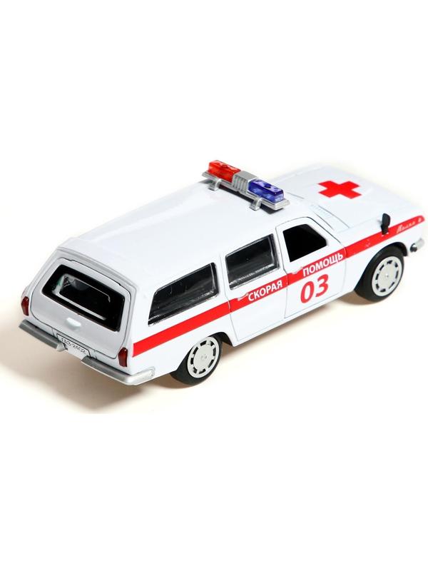 Машина металлическая ГАЗ-2402 «Волга скорая», 12 см, открываются двери и багажник, цвет белый