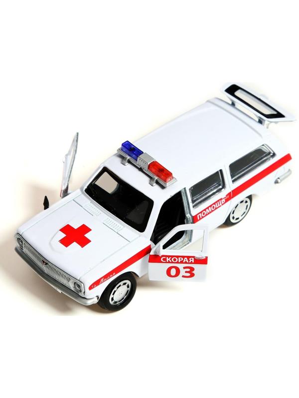 Машина металлическая ГАЗ-2402 «Волга скорая», 12 см, открываются двери и багажник, цвет белый