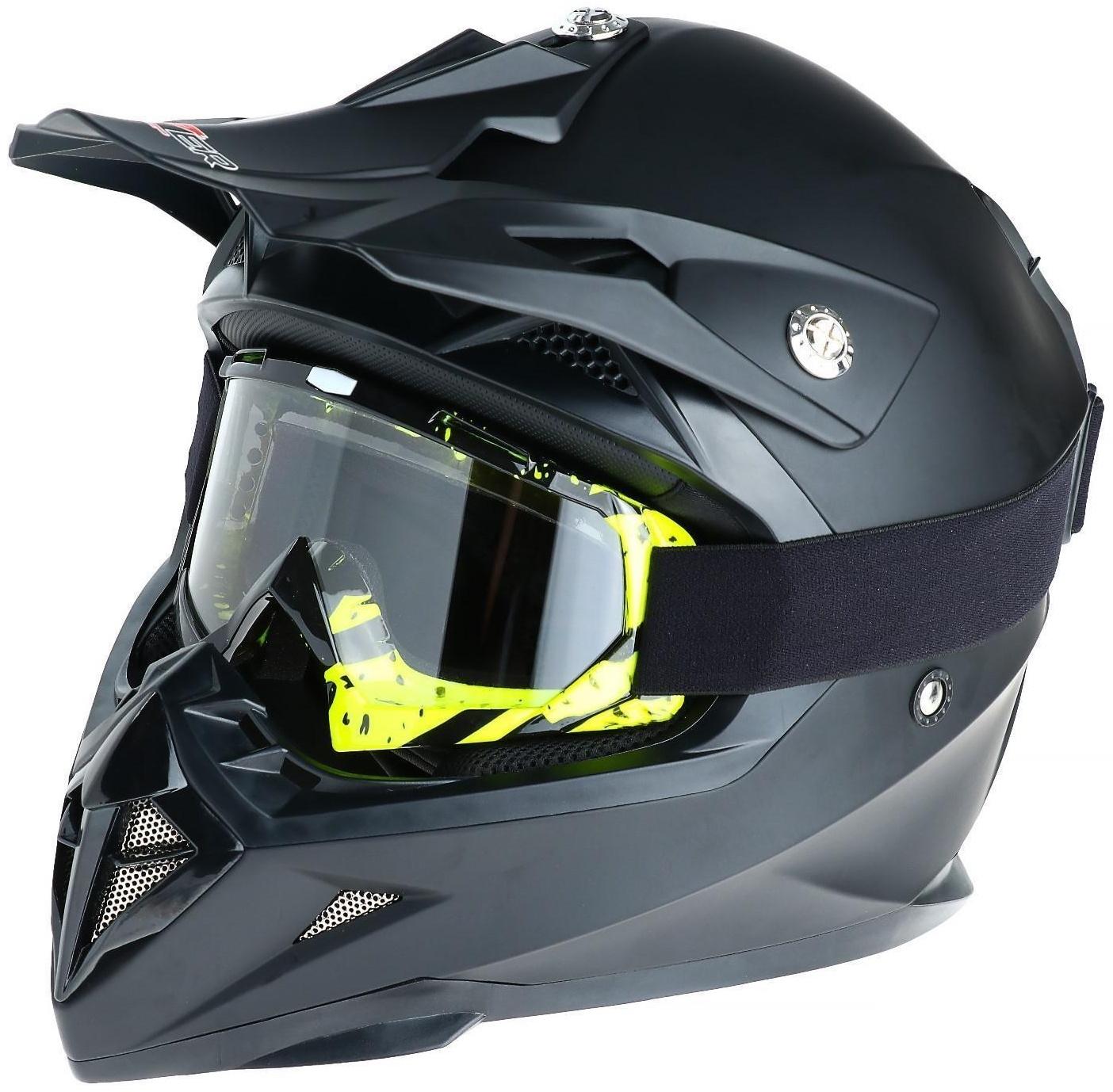 Очки-маска для езды на мототехнике, стекло прозрачное, цвет черный-желтый, ОМ-17