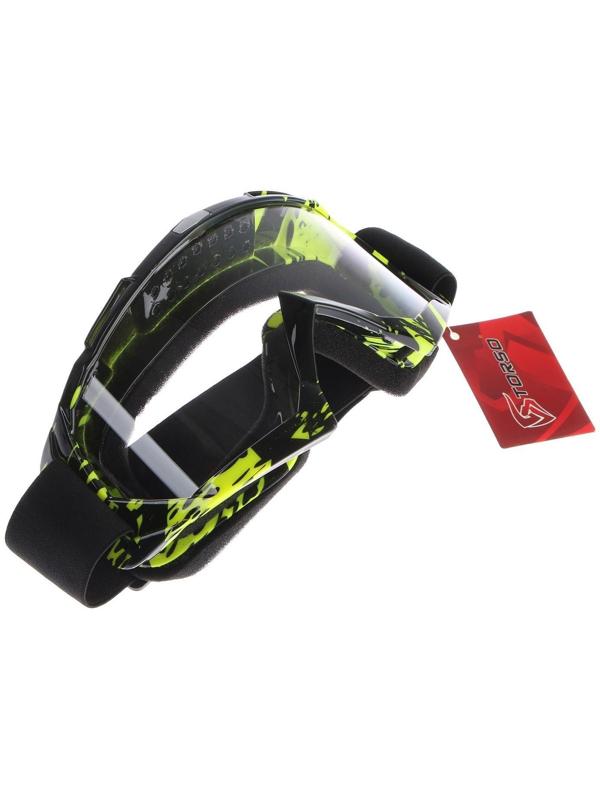 Очки-маска для езды на мототехнике, стекло прозрачное, цвет черный-желтый, ОМ-17