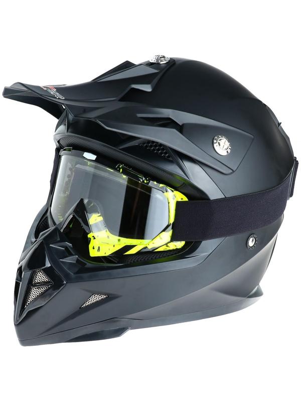 Очки-маска для езды на мототехнике, стекло прозрачное, цвет черный-желтый, ОМ-17