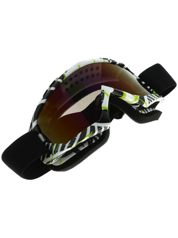 Очки-маска для езды на мототехнике, стекло сине-фиолетовый хамелеон, бело-черные, ОМ-19
