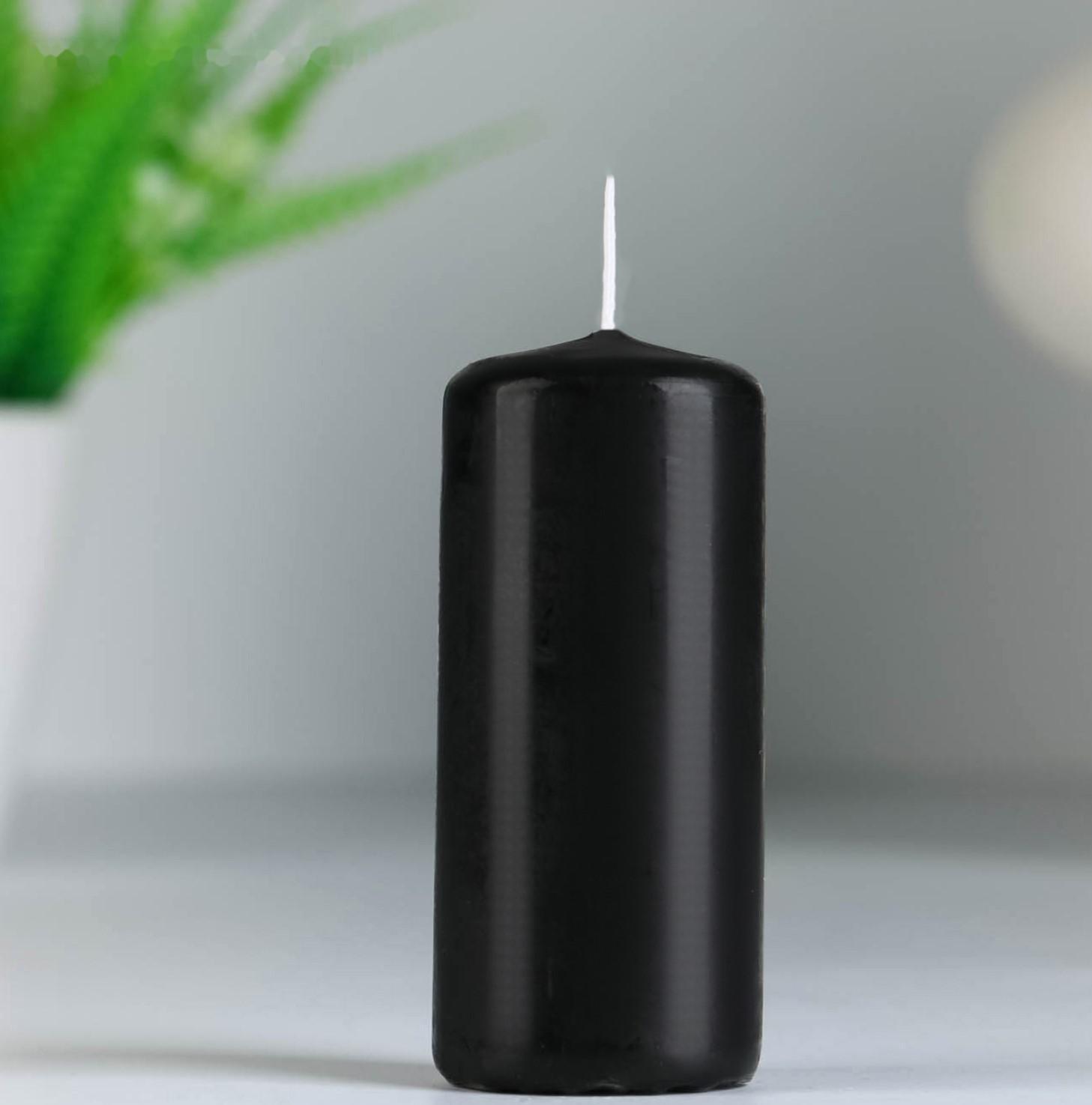 Набор свечей - цилиндров, 4х9 см, набор 2 шт, чёрная