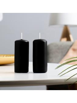Набор свечей - цилиндров, 4х9 см, набор 2 шт, чёрная