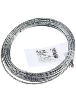 Трос стальной ТУНДРА krep DIN3055 3 мм, цинк, 10 м