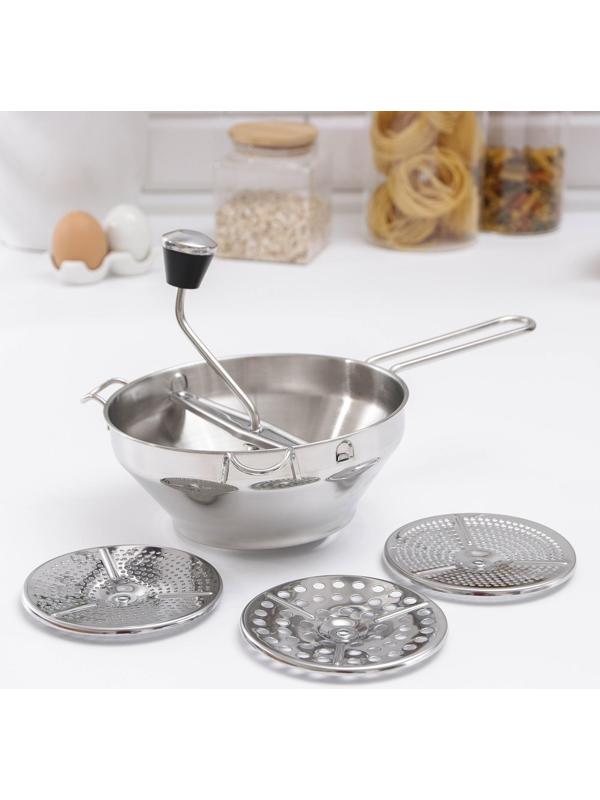 Сито для измельчения овощей Steel, 201 сталь, 3 диска в комплекте