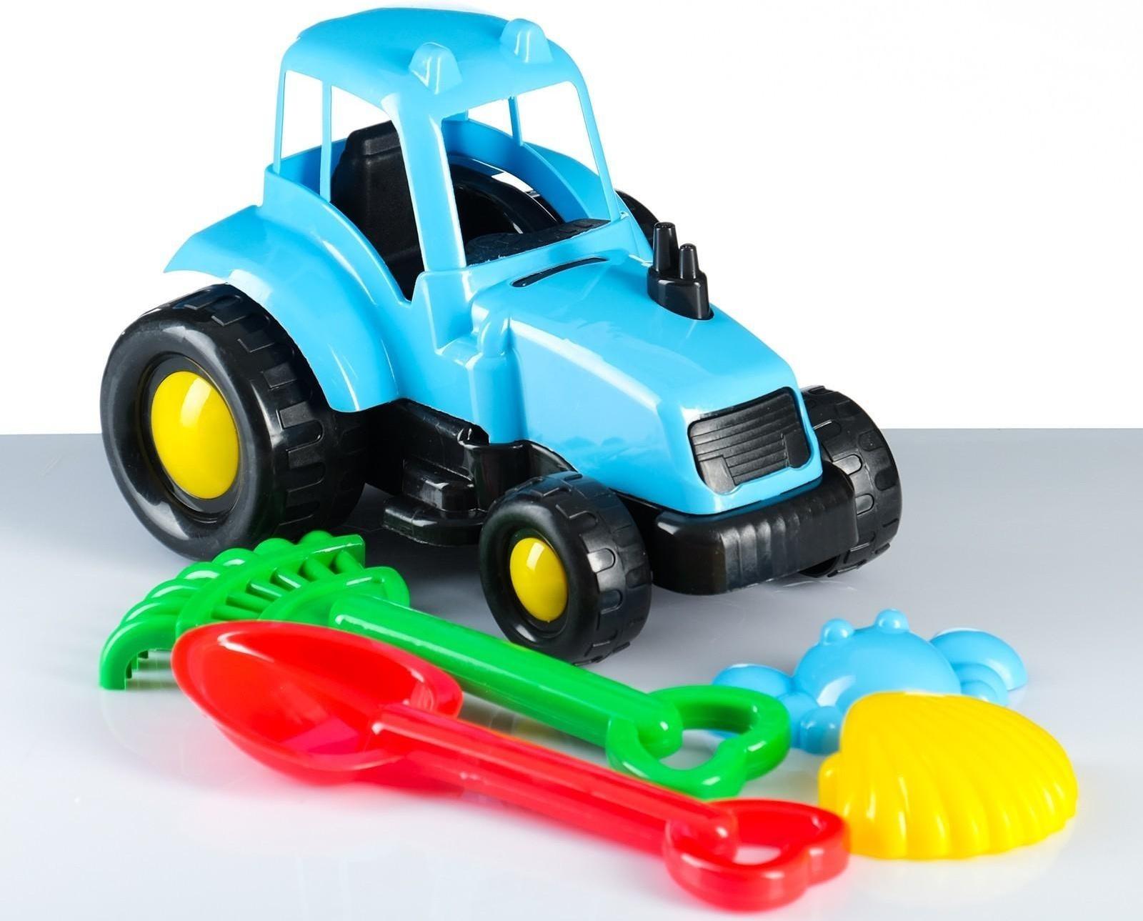Набор для песочницы Трактор, ведерко, лопатки, формочки МИКС