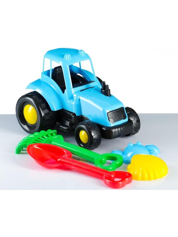 Набор для песочницы Трактор, ведерко, лопатки, формочки МИКС