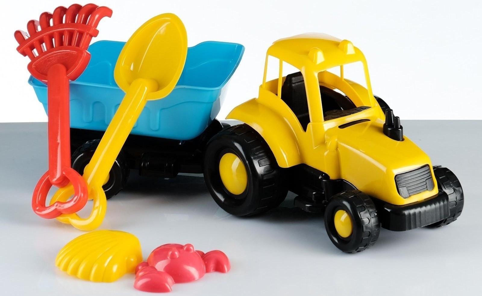 Набор для песочницы Трактор с прицепом, лопатки, формочки 42 х 14 х 16 см МИКС